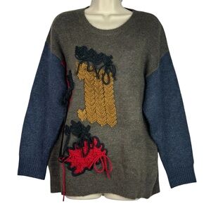 Hidden Alley Sweater NWT Women’s S Gray Blue‎ Knit Mohair Wool Blend Abstract